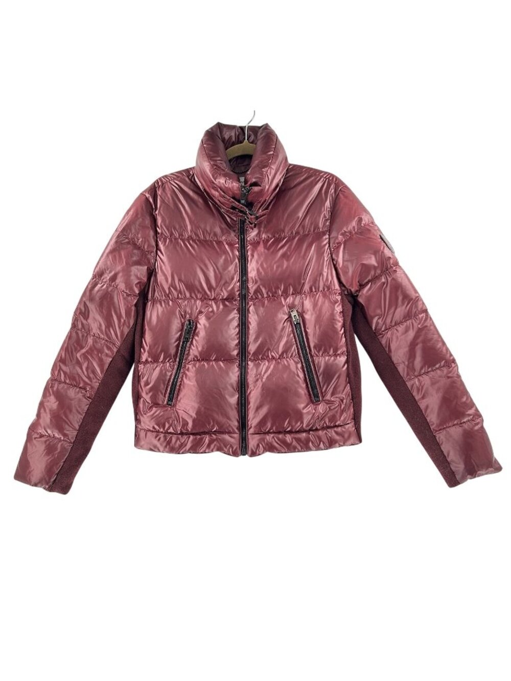 Coach 1941 Short Puffer Jacket Womens Size 10 Burgundy Shiny Quilted Zip Up Coat